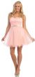 Strapless Bejeweled Waist Short Tulle Graduation Party Dress in Blush